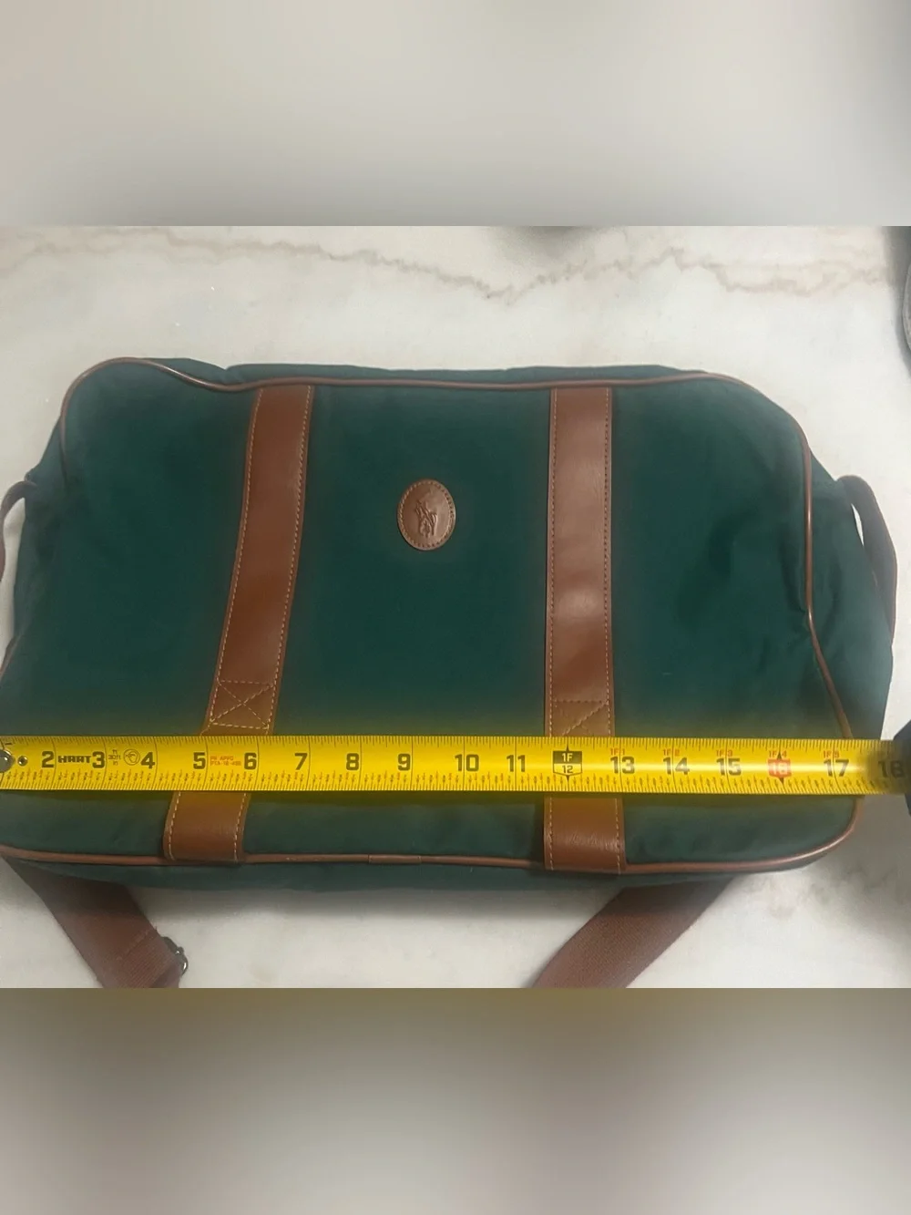 VTG Polo Ralph Lauren Shoulder Laptop Messenger Bag Green Brown Travel